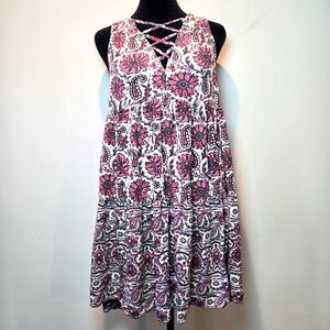American Eagle Paisley Floral Sleeveless Babydoll Tiered Mini Dress Medium
